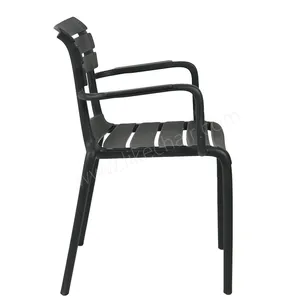 Plastic Cafe Chairs Stackable Modern Slat Back Design Tilting Feature Stable Commercial Furniture Indoor/Outdoor Use thumbnail-4