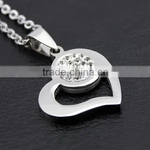 Titanium Heart Pendant Necklace Jewelry Diamond Cut Heart-shaped Clavicle Chains Wholesale thumbnail-2