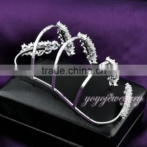 Hot Fashion Trendy Artificial Austrian Crystal Leaf Cuff 18k Gold Bangle Saudi Arabia Jewelry thumbnail-4