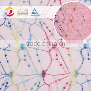 Wholesale Embroidery Print Pink Bead Lace Fabric thumbnail-5