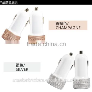 Coteetci Dual USB Ports For Phone 3.6A Fast Charging Tire Texture Design Aluminum Car Charger For Samsung/iPhone/HTC/LG TB-0189 thumbnail-2