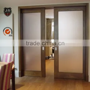 Interior Cheap Sound Insulated Wooden Glass Pocket Door From China thumbnail-1