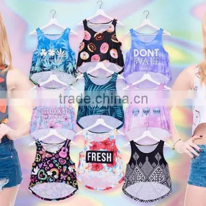 2016 New Women Clothing Digital Print Emoji Lover Custom Ladies Plain Crop Top thumbnail-1