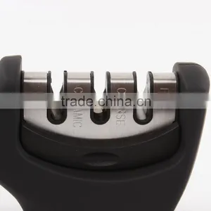 Knife Sharpener, 3-Stage Knife Sharpening System, Sharpens Metal and Ceramic Knives, Black thumbnail-6
