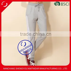 2015 Custom Wholesale Quality Womens Grey Color Sport Jogger Pants thumbnail-1