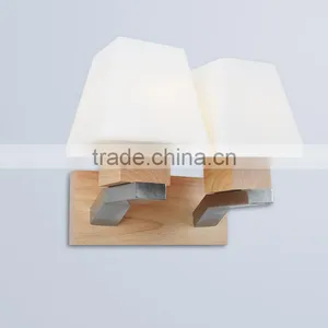 Wood Wall Lamp, Style Glass Shade, Wooden Base Wall Light, Indoor Wall Light thumbnail-2