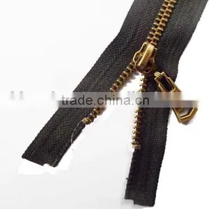 5# Aluminum Zipper Bronze Teeth Zipper Open End With Customer's Slider Puller Cloth Zipper thumbnail-3