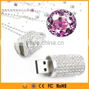 Silver Cylindrical Crystal Pendrive 8GB 16GB 32GB Crystal USB Drive thumbnail-1