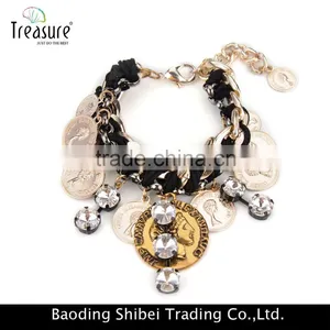 Handmade Gold Plating Alloy Cion Shape Charm Bracelet Jewelry for Women Wholesale 2016 thumbnail-1