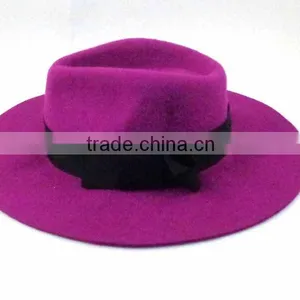 WL-155 100%Wool Modish Girls Fedora Hat With Bow Trim thumbnail-1