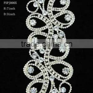 2015Wholesal Fashion Wedding Dress Crystal Flower Rhinestone Applique thumbnail-1