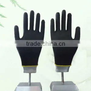 Knitted Glove With WPU (Waterborne PolyUrethane) Coating With Yellow Brim thumbnail-1