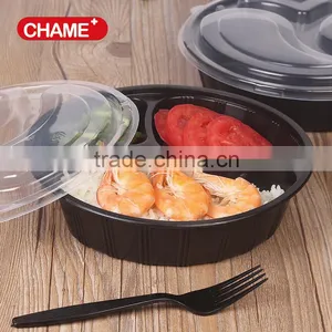 32 Oz. 3 Compartment Meal Prep Containers BPA Free Plastic Reusable Microwave Safe Food Storage Container thumbnail-3