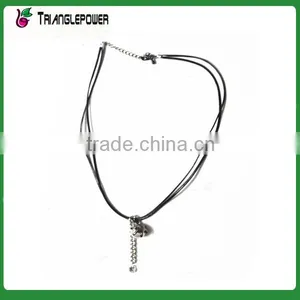 PU Rope Necklace With Metal Ball Chain Pendant Necklace thumbnail-1