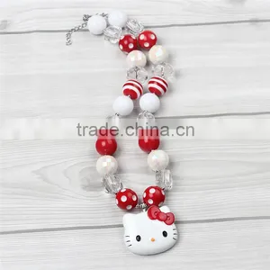 Personalized Hot Sale Red and White Necklace With Hello Kitty Doll Baby Girl Doll Necklace With Hairband thumbnail-5