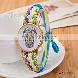 Elastic Knitting Watch Chain Skull Promotional Gift Watch thumbnail-3