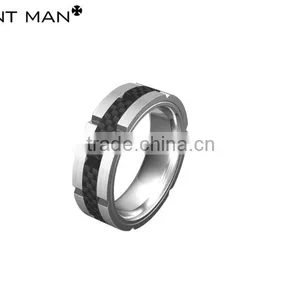 China Manufacturer of Black Carbon Fiber Band Tungsten Carbide Ring Band thumbnail-2