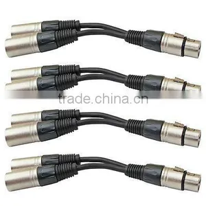 4 XLR 3pin 1 Female Jack to 2 MALE Dual Plug Y SPLITTER Mic Cable Adaptor 6 Inch thumbnail-1