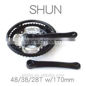 Taiwan Made SHUN Triple Chainwheel w/ Chainwheel Cover 4-arm Steel Crank Bicycle Chainwheel thumbnail-1
