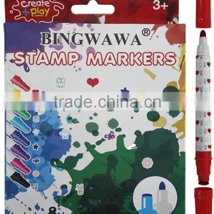 8pcs Stamp Marker/multi Color Water Color Pen With Stamp in Color Box Set thumbnail-1