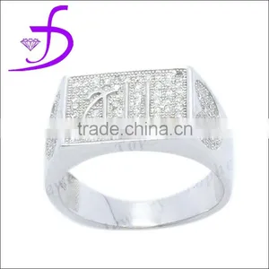 925 Sterling Silver Micro Pave Setting Wholesale Silver Jewelry Men Rings thumbnail-1