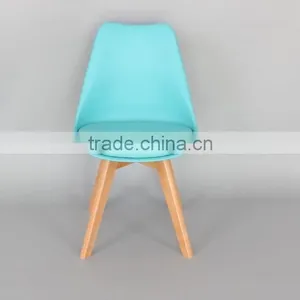 Modern Plastic Dining Chair With Wooden Legs/ Emes Chair thumbnail-4