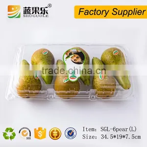 Eco-friendly Disposable Clear Plastic Pear Fruit Clamshell Packaging Box thumbnail-3