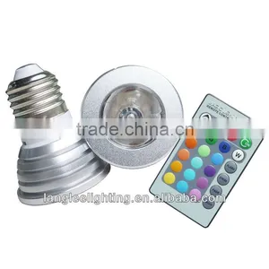 LED RGB 3W Lamp Spot Light Bulb+24 Key IR Remote Controller s Remote Control Wireless Remote thumbnail-1