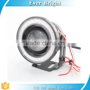High Power 2.5" 3" 3.5" Cob 10W Projector Universal LED Fog Light w/ Blue COB Halo Angel Eye Rings thumbnail-4