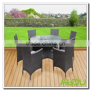 Audu Atlanta Outdoor Garden Rattan Dining Set With Lazy Susan thumbnail-6