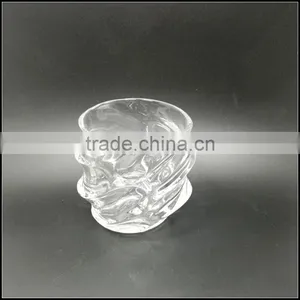 12 oz High White Unique Glass Candle Holder thumbnail-2