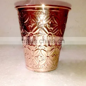 NEW EMBOSSED DESIGN SOLID COPPER WATER TUMBLER thumbnail-1