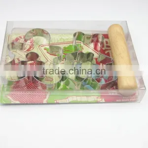 5pcs Set Stainless Steel Cookie Cutters in Blister, Kitchware With Rolling Pin thumbnail-1
