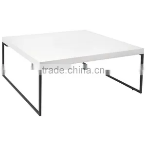 Euro Style White Highlight Lacquer Square Coffee Table thumbnail-1