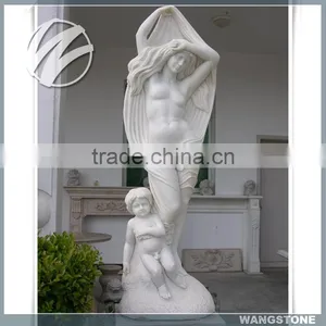 Marble Nude Elegant Mother and Child Garden Statue thumbnail-1