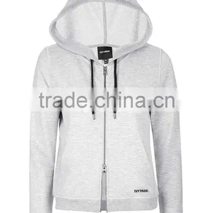 100% Cotton Plain Hoodie Plain Grey White Zip-Through Hoodie Wholesale Custom Made in China thumbnail-2