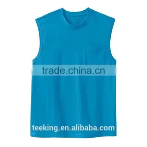 Fashion Bulk Blank Sleeveless Men T-shirt With Pocket thumbnail-2
