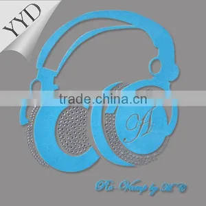 Headphone With Rhinestone and Flock Laser Applique Motif thumbnail-1