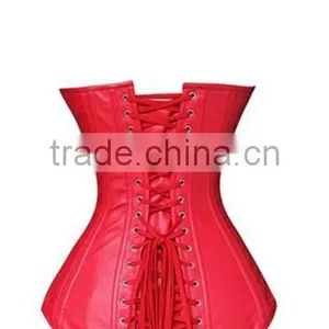 Fashionable Lapel Lace-Up Faux Leather Solid Color Women's Corset thumbnail-5