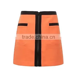 Latest Design Front Zipper Design A-line Office Uniform Skirts 2015 High Quality Ladies Short Skirt thumbnail-2