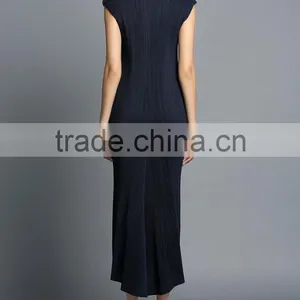 Maxi Sleeveless Plicated Fishtail Women Vest Dress thumbnail-6