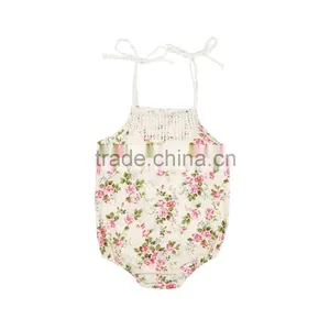 Summer New Design Infant and Toddlers Clothing Cute Baby Girl Floral Lace Romper thumbnail-4