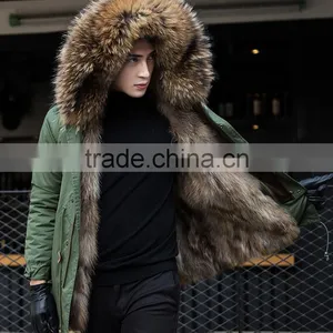 CX-G-P-13 Hot Sale Wholesale Winter Coat Real Raccoon Fur Lining Fur Parka thumbnail-4