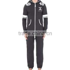 PA0046A Wholesale Cheap Black Printed Men's Jumpsuits With Hoodie thumbnail-1