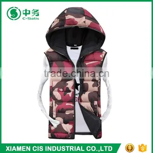 Latest Product Fujian Brand Mens Winter Camo Padded Down Vest With Hood thumbnail-3