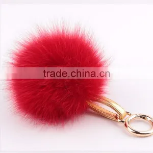 Myfur Genuine Fox Fur Pom Pom Keychain With Leather Strap Fashion Girls Bag Charm thumbnail-1