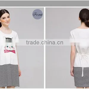 100% Cotton Maternity Dress Cute Outdoor Pregnancy Clothes Shortsleeve Dress Wholesale Maternity Clothing thumbnail-3