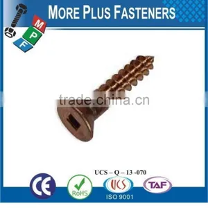 Made in Taiwan Zinc Plated Silicon Bronze Solid Brass Flat Head Square Drive Robertson Wood Screw thumbnail-3