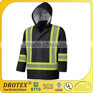 Flame Resistant Stretch Hi-Vis Rain Jacket thumbnail-1
