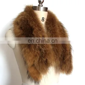 Natural Top Quality Color Real Raccoon Fur Collar for Jackets thumbnail-2